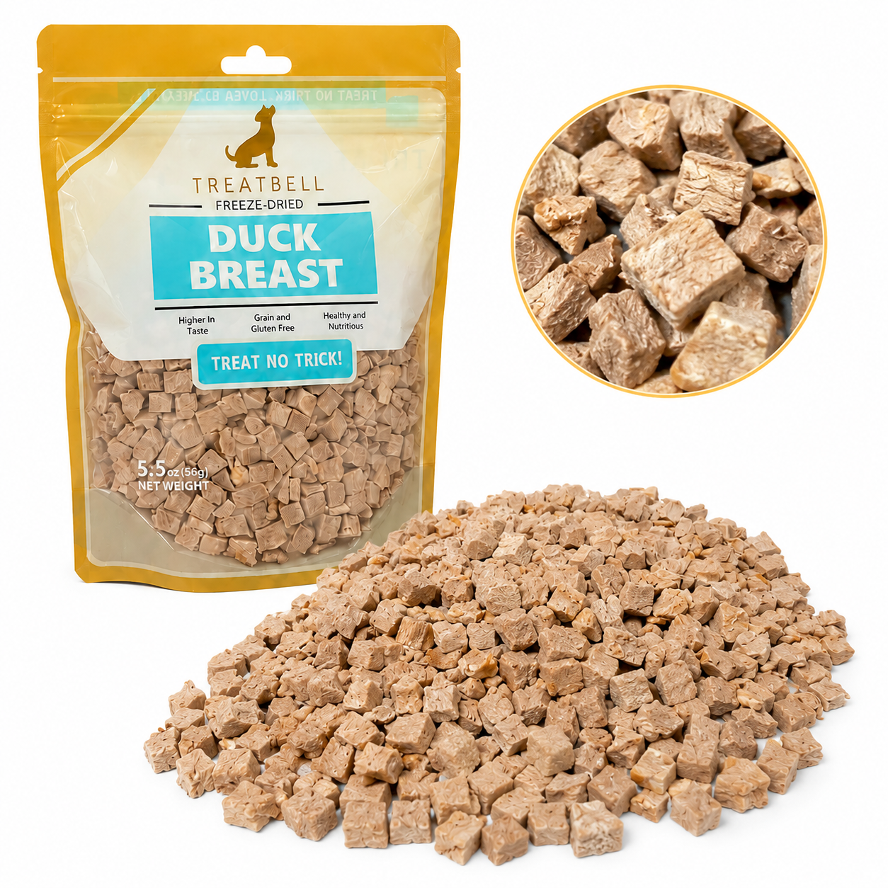 5.5oz Pure Duck Breast Freeze-Dried, Healthy, Not Ground or Compressed, Grain-Free, High-Protein, Single-Ingredient Dog Treats, Cat Treats, Training Treats, puppies and kittens friendly